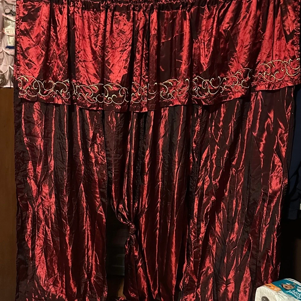 Better Homes And Gardens Red Embroidered Window Curtain Panel